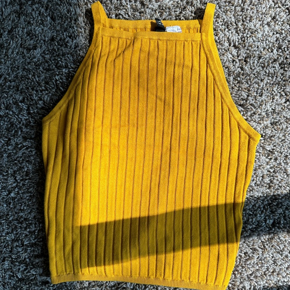 Mustard colored knit top